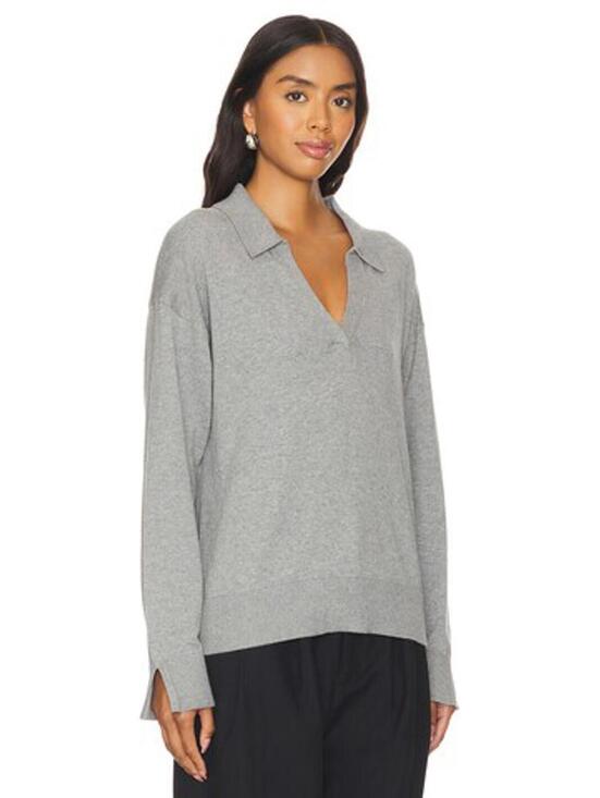 LBLC The Label Tops - NWT LBLC The Label Womens Heather Grey Christina Collared V Neck Top Size Large